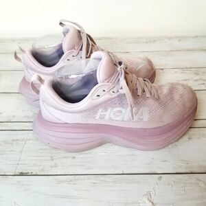 Hoka Bondi 8 Lavender Color Athletic Walking Comfort Running Shoe